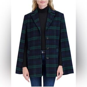 Ookie & Lala Plaid Cape Jacket Black Watch Size Small